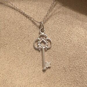 JTV Silver Key Pendant Necklace